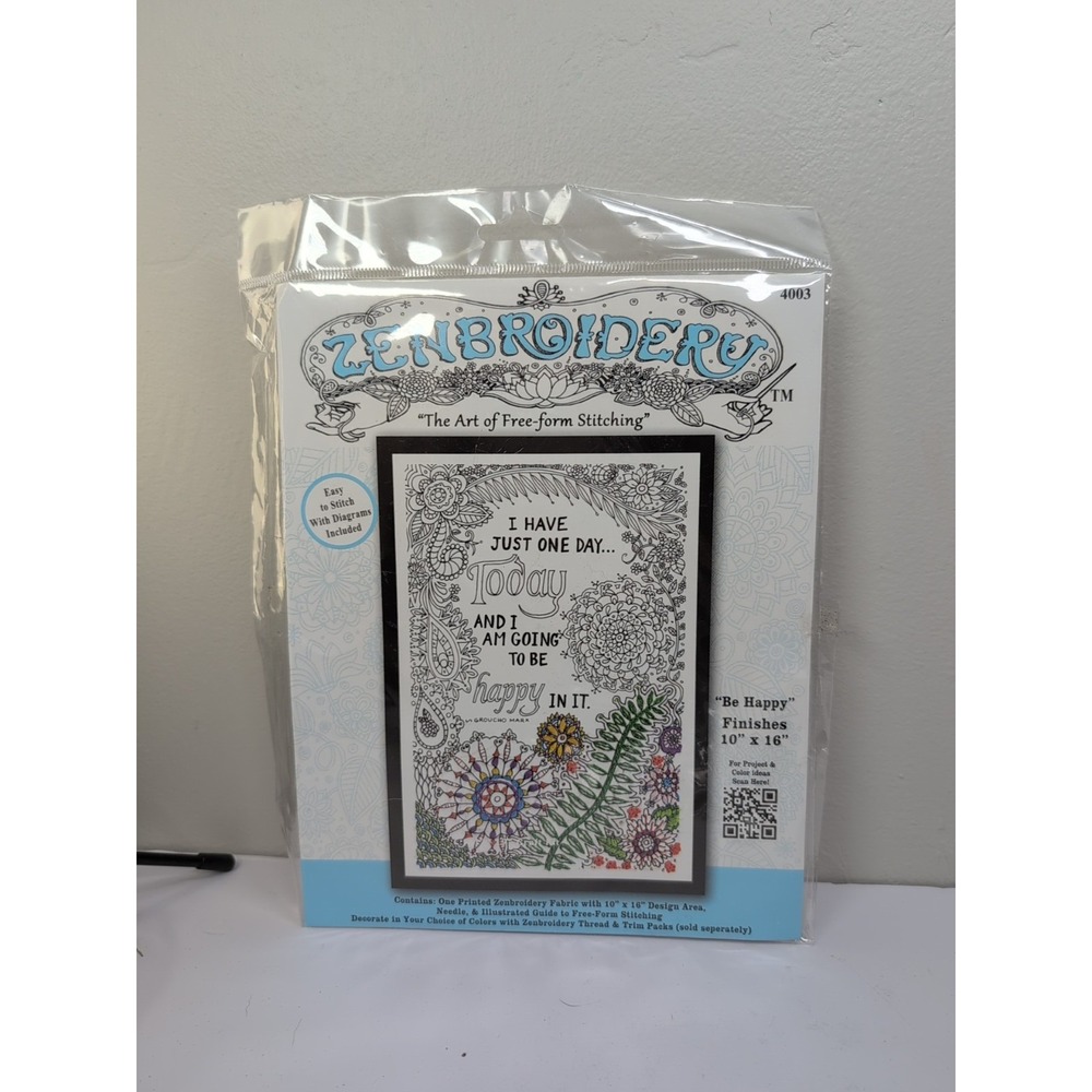 Zenbroidery Stamped Embroidery 10"X16" Be‎ Happy